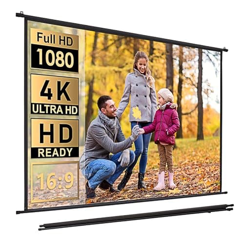Image of INMOZATA Projector Screen 40inch/95x56cm Wall & Ceiling Mounted Projection Screen with 16:9 Ratio Matte White Screen & Ambient Light Rejecting Movie Screen for Home Theater School Outdoor Indoor