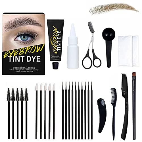 Image of SHEEYOON Eyebrow Dye Kit, Professional Update Formula Brow Eyelash Tint Cream, Natural Semi Permanent Brows Color Long last for 4 weeks (Light Brown)