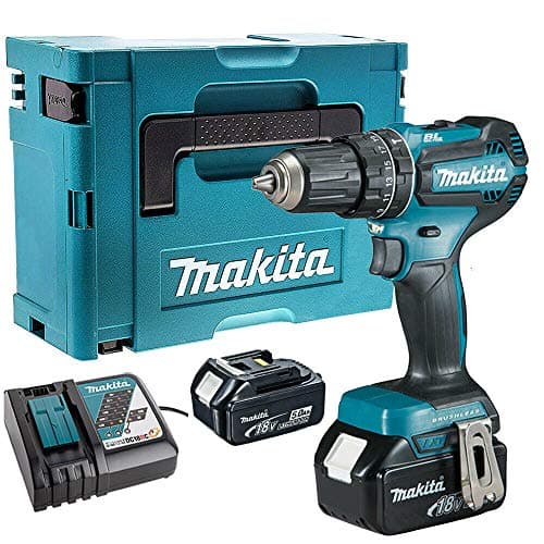 Image of Makita DHP485Z 18V Li-ion Brushless Combi Drill + 2 x 5Ah BL1850 & Charger, Case