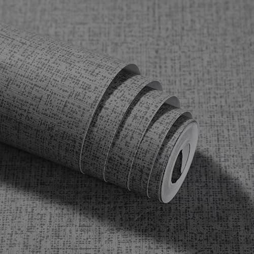 Image of Anttyscar Grey Thick Linen Textured Fabric Effect Wallpaper, Mix Plain Wallpaper Roll, Hessian Wallpapers, Minimalist Feature Decoration for Living Room Bedroom Hallway