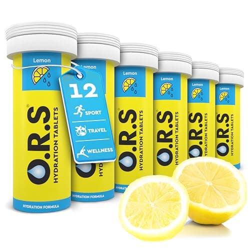 Image of O.R.S Hydration Tablets with Electrolytes, Vegan, Gluten and Lactose Free Formula – Soluble Sports Hydration with Natural Lemon Flavour, 72 Count