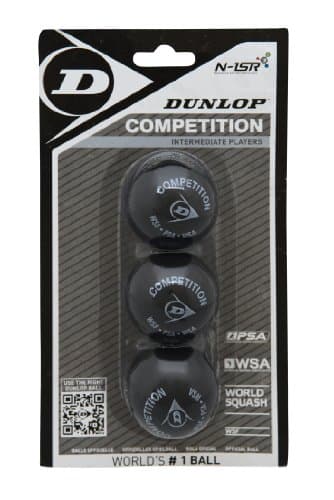 Image of Dunlop Squash Balls Competition Yellow, 3 Ball Blister Pack, for Beginners and Advanced Players – Slow Speed