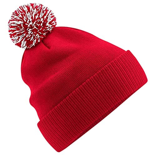 Image of Beechfield - Recycled Snowstar Beanie - Stylish Ribbed Cuff - Classic Red/White