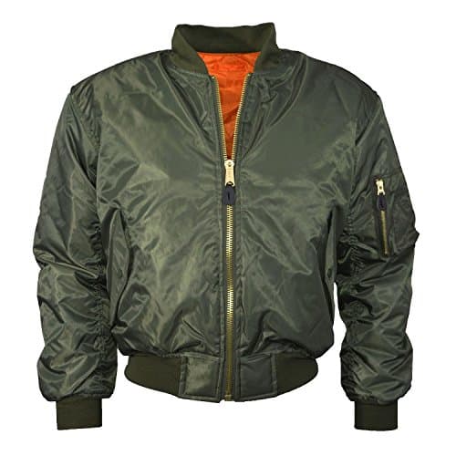 Image of MA1 BOMBER JACKET WITH HEAVY BRASS ZIP (M, SAGE GREEN)