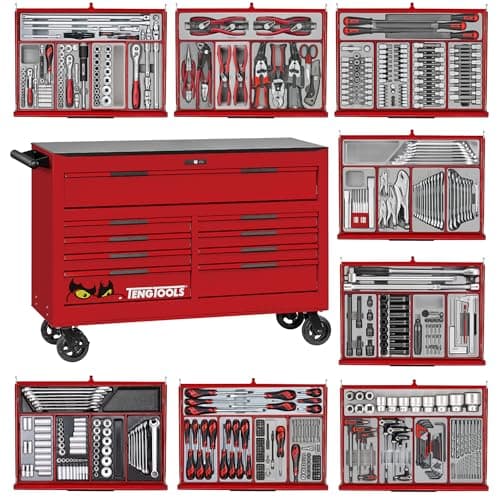 Image of Teng Tools 615 Piece PRO35 53 Inch Wide Red Mega Master Roller Cabinet Tool Kit - TKW53R615T