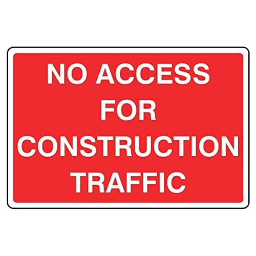 Image of LI-Safety 400x300mm No Access For Construction Traffic Sign - Rigid Plastic