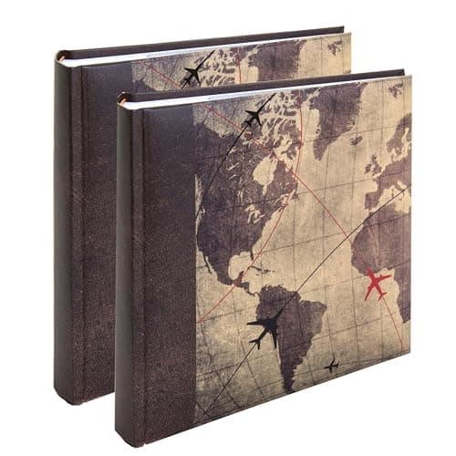 Image of Kenro Box of 2 Holiday Series Old World Map Memo Photo Album for 200 6x4 Inch / 10x15cm Photos Global Traveller Design - HOL117
