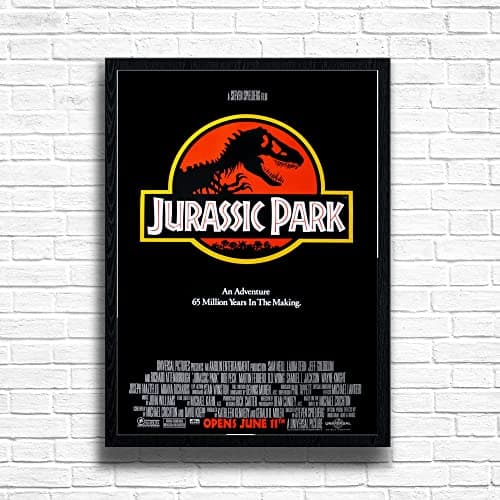 Image of JURASSIC PARK (1993) 90s Movie Print Vintage Nostalgic Film Framed Poster in A4 and A3 Size Options Great Home, Pub, Café, Bar Decoration Wall Art Print Wooden Frame (Print only, A4)