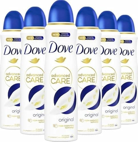 Image of Dove Advanced Care Original Antiperspirant Deodorant Spray, Provides Up to 72 Hours of Protection from Sweat - 6 x 150ml - Value Pack