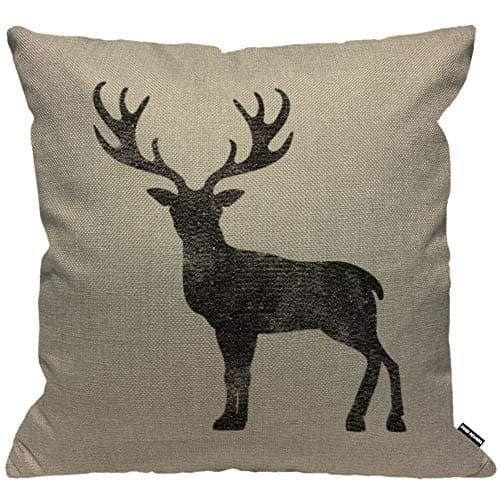 Image of HGOD DESIGNS Cushion Cover Vintage Stag Black Deer Antlers,Throw Pillow Case Home Decorative for Men/Women Living Room Bedroom Sofa Chair 18X18 Inch Pillowcase 45X45cm