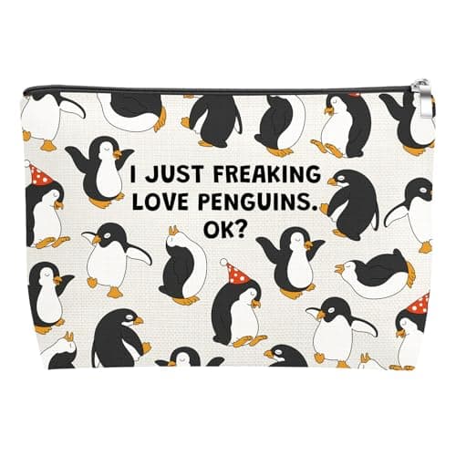 Image of Penguin Gifts for Women Girls Cosmetic Bag Penguin Lover Gifts Unique Penguins Makeup Bag for Daughter Friends Girlfriend Animal Lover Gift Graduation Christmas Birthday Gift Travel Zipper Pouch