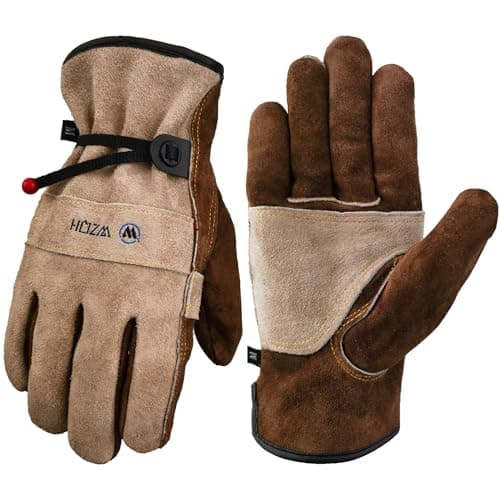 Image of WZQH Leather Work Gloves for Men or Women. Small Glove for Gardening, Tig/Mig Welding, Construction, Chainsaw, Farm, Ranch, etc. Cowhide, Cotton Lined, Utility, Firm Grip, Durable. Coffee-grey S