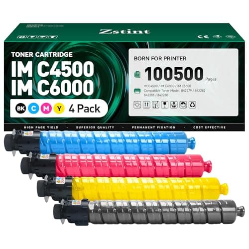 Image of IM C4500 IM C6000 Toner Cartridge Set 4-Pack High Yield Replacement for Ricoh 842279 842282 842281 842280 Toner Compatible with Ricoh IM C4500 IM C6000 IM C5500 Printer Ink Black Cyan Magenta Yellow