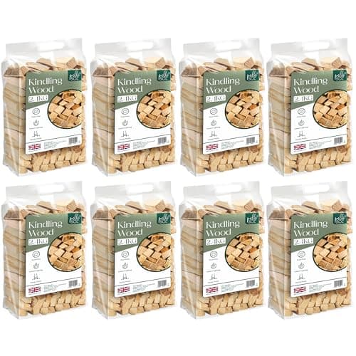 Image of Pelle & Sol Kindling Wood 8 Pack x 2.4 Kg (19.2 Kg Total) – Kiln Dried Fire Wood, Smokeless Fire Logs, Instant Light, Long-Burning Heat Logs for Wood Burner, Firewood Logs, BBQ & Pizza Oven