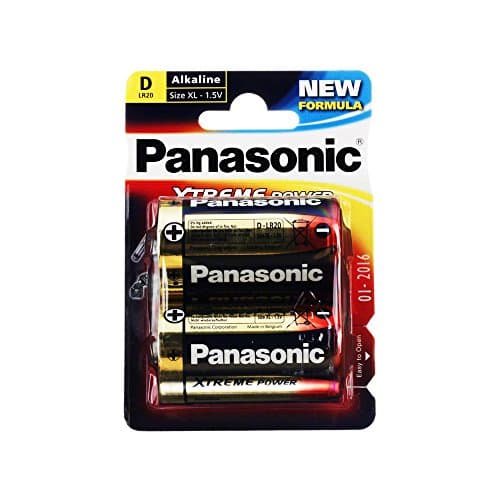 Image of Panasonic 1x2 LR20PPG Alkaline 1.5 V non-rechargeable battery Non-Rechargeable Batteries (1.5 V Alkaline, 33,6, 33,6 mm; 61.5 mm, blue, gold, red)