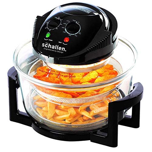 Image of Schallen Black & Glass Air Fryer 17 L 2 in 1 Deluxe Deep Fat Free Low Operating Cost Healthy Eating Oil Free Halogen Stove with All Accessories