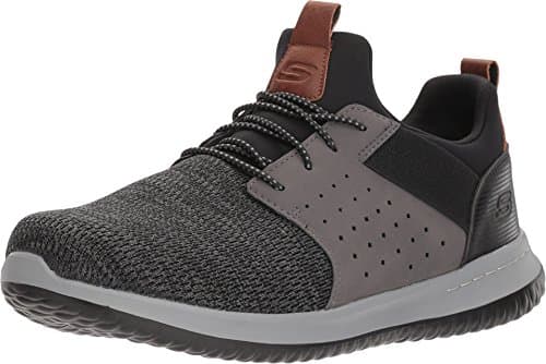 Image of Skechers Men's Delson Camben Trainers, Black Gray Mesh W Synthetic, 10 UK