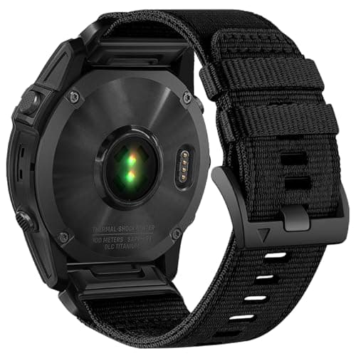 Image of YOOSIDE Rugged Nylon Watch Strap for Garmin Fenix 7X / 6X / 5X/Enduro, Quick Fit 26mm Adjustable Woven Nylon Sport Wristband with Stainless Steel Clasp for epix Pro 51mm (Black)