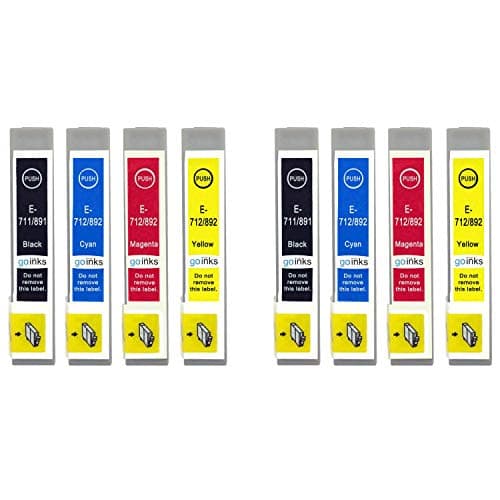 Image of Go Inks Compatible T0715 Ink Cartridges - 8 Pack replaces T0711 T0712 T0713 T0714 for Epson Stylus Printers - 15ml & 13.5ml - Black, Cyan, Magenta, Yellow - 2x Set