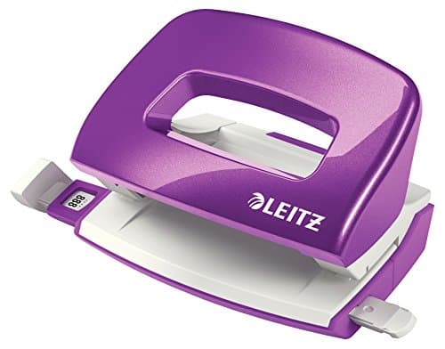Image of Leitz Mini Hole Punch, 10 Sheets, Guide Bar with Format Markings, Metal, WOW Range, 50601062 - Purple