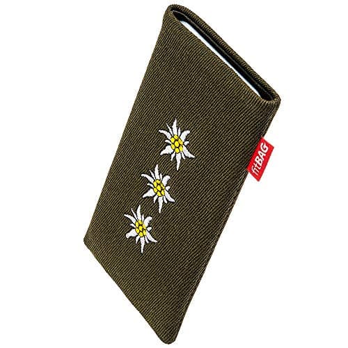 Image of fitBAG Trachten Edelweiss custom tailored sleeve for LG G8s ThinQ | Made in Germany | Fine fabric pouch case cover with MicroFibre lining for display cleaning