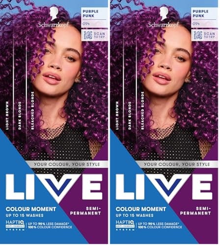 Image of Schwarzkopf LIVE Colour Moment 094 Purple Punk, with HaptiQ Anti-Damage System, Semi-Permanent Purple Hair Dye, Up to 15 Washes (Pack of 2)