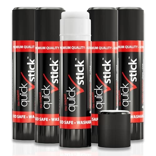Image of Quick stick Original Glue stick 40g, Pack of 5 Glue Sticks, Quality Adhesive Gluestick, Ideal Strong-hold for Paper, Card, Textiles, Crafting Glue, Scrapbooking, Office & School supplies, Homeschool