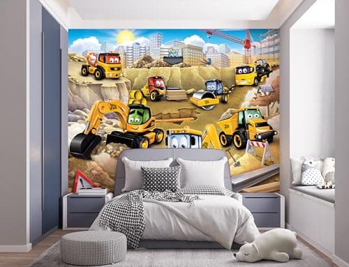 Image of Walltastic My First JCB 6 Panel Wallpaper Mural, Childrens Bedroom, Playroom, 8 feet High x 10 feet Wide, 1 Size