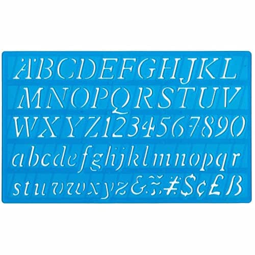 Image of 3 Ace Crafts Italic Lettering Stencil for School, College Crafts Activities, Signwriting, Reusable Plastic Stencil for DIY Craft Spraying, Painting, Drawing, Diary, Scrapbook Size Approx 26 mm x 16mm