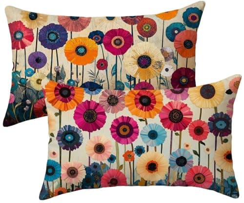 Image of Cushion Covers 30 x 50 Pack of 2, Plant Sofa Cushion Covers Colorful Pillowcases 2 Pack, Velvet Rectangle Pillow Cases, Sofa Cushions with Invisible Zipper, Home Decoration, k-924