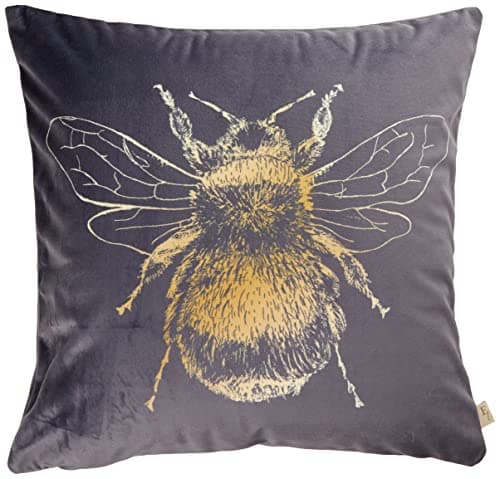 Image of Evans Lichfield Gold Bee Cushion Cover, Polyester, Grey,43 x 43cm