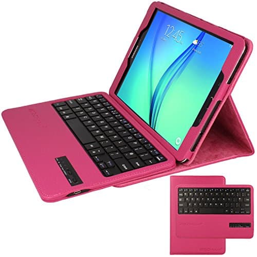 Image of TECHGEAR STRIKE FOLIO Case fits Samsung Galaxy Tab S3 9.7 Inch (SM-T820 Series) - PU Leather Case with Built in Detachable Bluetooth Wireless UK QWERTY Keyboard and Stand (Pink)