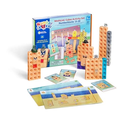 Image of Learning Resources MathLink Cubes Numberblocks 21–30 Activity Set, Toys for 3 Year Old Boys and Girls, 20 Activities Related to the TV Series, Sensory Toys for Autism