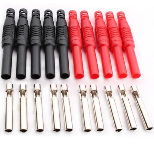 Image of RUNCCI-YUN 10Pcs 4mm banana plug socket Female Banana Plug DIY Solder banana plug Cable Connectors Insulated for Electrical Testing (Black/Red)