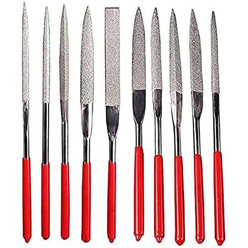 Image of Bestgle 10Pcs 4mm x 160mm Mini Diamond Needle File Set for Carving Metal Ceramic Tile Glass Wood Fit Jewelers Hobby