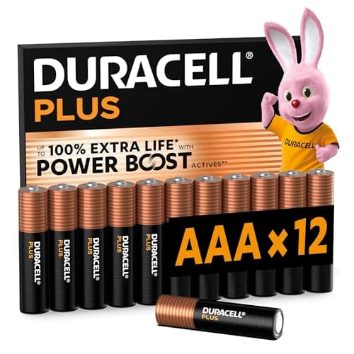 Image of DURACELL Plus AAA Batteries (12 Pack) – Alkaline Batteries 1.5V – Up to 100% Extra Life with POWER BOOST Actives– Reliability For Everyday Devices – 0% Plastic Packaging – 10-Year Storage-MN2400