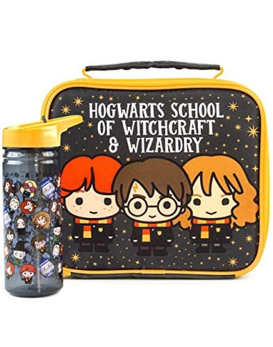 Image of Harry Potter Lunch Bag and Bottle Set | Harry, Ron, Hermione Chibi Character Adventure | Kids' Food Carrier with Water Bottle | Themed Lunch Set Fans | Insulated Bag Keeps Food Fresh