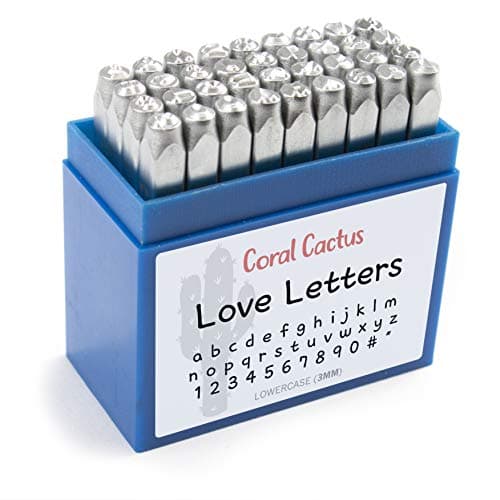 Image of Custom Font Number and Letter Stamping Tool Case (36 Lowercase Stamps/Alphabet 0-9#, ") 1/8 inch (3mm) Letters, Numbers, Symbols - Hard Carbon Steel Tools - Stamp/Punch Metal, Jewelry, Leather, Wood
