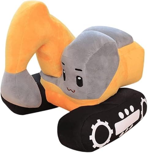 Image of 10.2inch Cute Excavator Stuffed Construction Toy Plush Pillow,Soft Digger Trucks Stuffed Toys Excavator Pillow Cushion Throw Pillow,Excavator Digger Plushies Plush Doll for Home Deco Kids Toy Gift