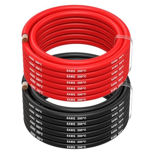 Image of 6 AWG Silicone Wire by MMOBIEL – 6 Gauge Tinned Copper Cable, 2 x 16.4ft (5m) 1 Red & 1 Black, Flexible High Temp Battery Wire for Automotive, RV, Marine, Solar, Inverter, HVAC, Welding