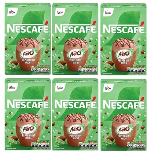 Image of NESCAFÉ Aero Peppermint Mocha Instant Coffee Sachets x7 (Pack of 6, Total 42 Sachets) – Chocolate & Mint Flavoured Coffee – Inspired by Aero Peppermint