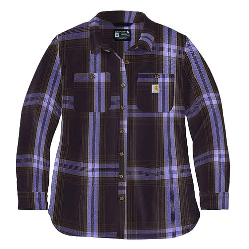 Image of Carhartt Women's Long Sleeve Twill L/S Plaid Shirt, lavender, Large