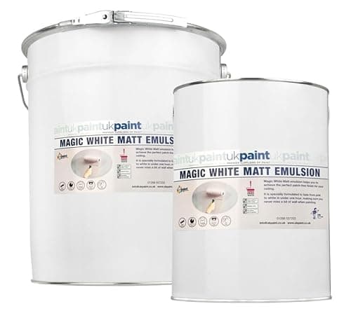 Image of UK PAINT - Magic White Matt Paint - 2.5 litres - Pure Brilliant White Emulsion - Specially formulated to Fade from Pink to White