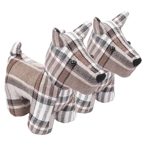 Image of Nicola Spring Bentley The Dog Door Stop - 30 x 24cm - Brown - Pack of 2 - Indoor Vintage Interior Decorative Animal Weighted Door Stopper for Home, Office Doors