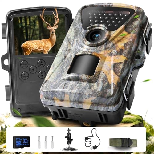 Image of Wildlife Camera 4K 60MP Trail Camera, 0.2s Fast Trigger Motion Activated Trail Cam, 850nm IR Night Vision, IP66 Waterproof Garden Camera with 32GB SD Card for Bird Watching & Wildlife Monitoring