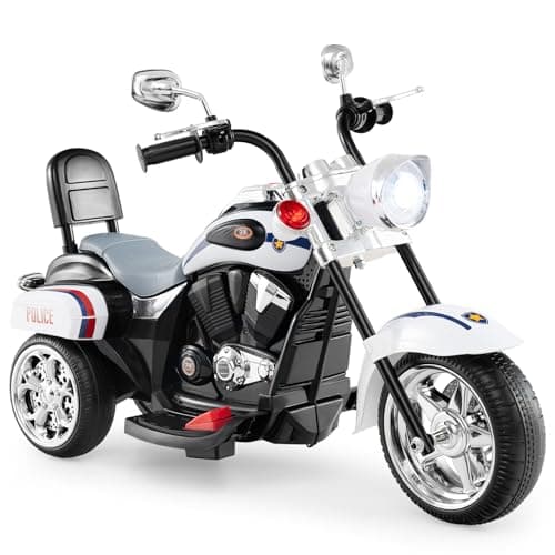 Image of COSTWAY Kids Electric Motorcycle, 6V Battery Powered Motorbike with Horn, Headlight, Forward/Reverse Switch, 3 Wheel Ride on Toy Car Trike for Boys Girls (White)