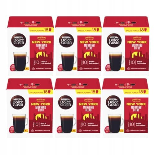 Image of NESCAFÉ DOLCE GUSTO New York Morning Blend Coffee Pods x18 (Pack of 6, Total 108 Pods) Bold & Intense Roast