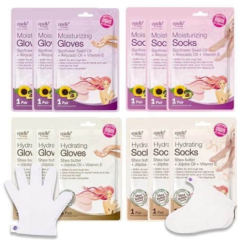 Image of Epielle Hydrating Hand Masks for Dry Hands Spa Masks Hand Cream & Lotion | Shea butter + Jojoba Oil + Vitamin E | Intensive Treatment for Baby Soft Hands and Nails | Gift set for women, Spa Gift.