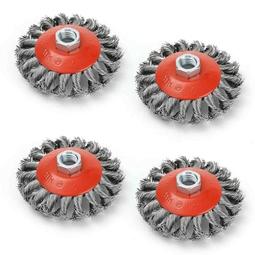 Image of 4 PCS Wire Wheel Brush for Angle Grinder 115mm, Twist Knot Wire Brush Ø 100 mm 4" Thread M14 x 2 Fits for Heavy Cleaning, Stripping, Paint, Rust Removal, Rough Surface Treatment & Grinding