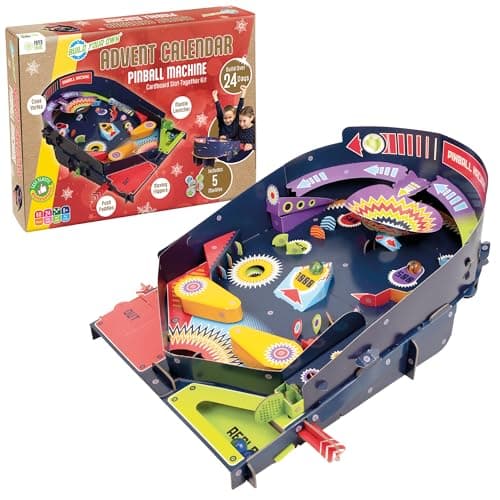 Image of Build Your Own Pinball Machine Advent Calendar Arcade Retro Classic Toy - Cardboard Craft Kit - Ages 8+